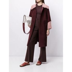 NEW Free People Unreal Fur Furever Chic Two Toned Burgundy Pink Coat
